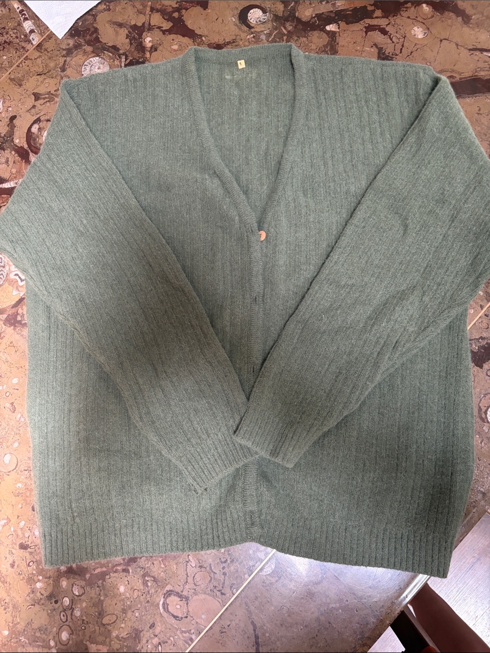 Men's Relaxed Sage V-Neck Button Cardigan